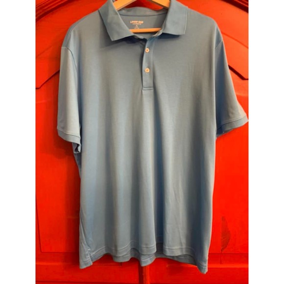 Lot of 2 XL Lands End Polo Shirts Super-T Tailored Fit Blue Light Blue EUC - Picture 3 of 4